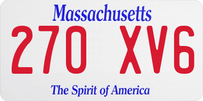 MA license plate 270XV6