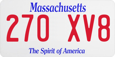 MA license plate 270XV8