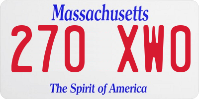 MA license plate 270XW0
