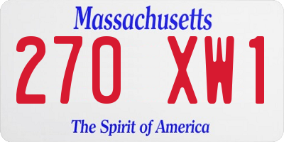 MA license plate 270XW1