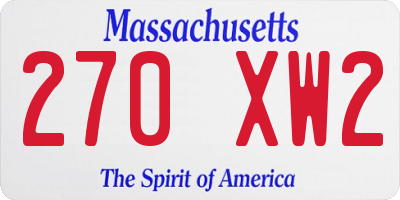 MA license plate 270XW2