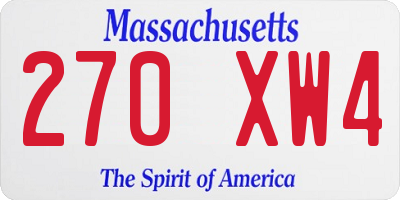 MA license plate 270XW4