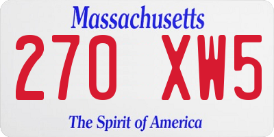 MA license plate 270XW5
