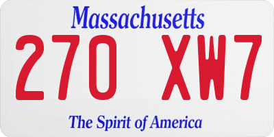 MA license plate 270XW7