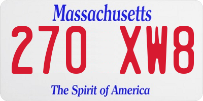 MA license plate 270XW8