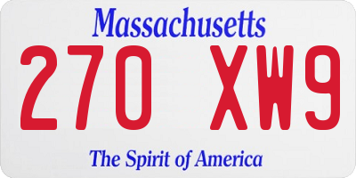 MA license plate 270XW9