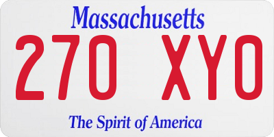 MA license plate 270XY0
