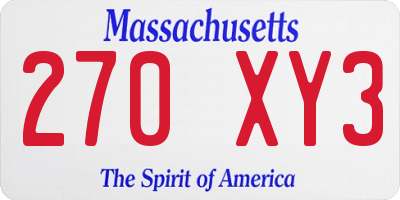 MA license plate 270XY3