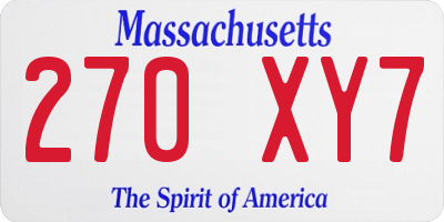 MA license plate 270XY7