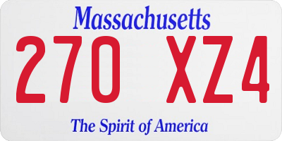 MA license plate 270XZ4