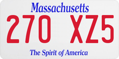 MA license plate 270XZ5