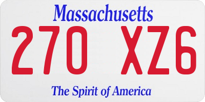 MA license plate 270XZ6