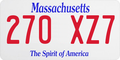 MA license plate 270XZ7
