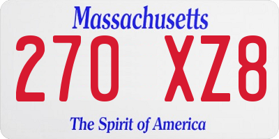 MA license plate 270XZ8
