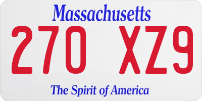 MA license plate 270XZ9