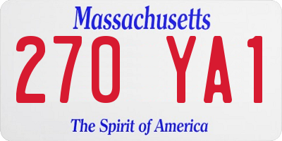 MA license plate 270YA1