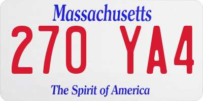 MA license plate 270YA4