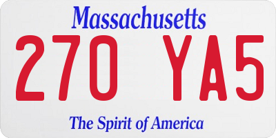MA license plate 270YA5