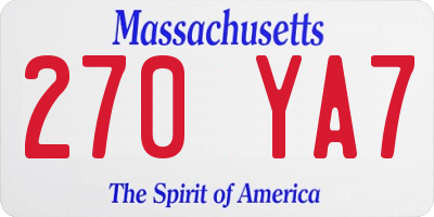 MA license plate 270YA7