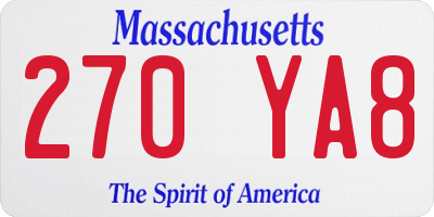 MA license plate 270YA8