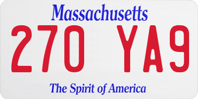 MA license plate 270YA9