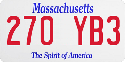 MA license plate 270YB3