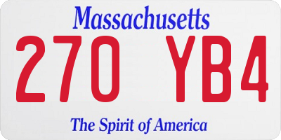 MA license plate 270YB4