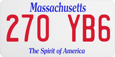 MA license plate 270YB6