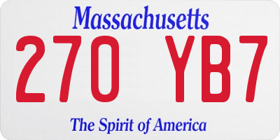 MA license plate 270YB7