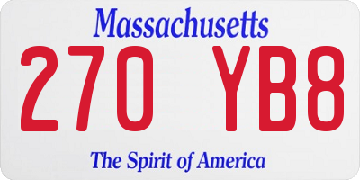 MA license plate 270YB8