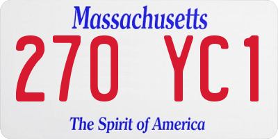 MA license plate 270YC1