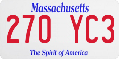 MA license plate 270YC3
