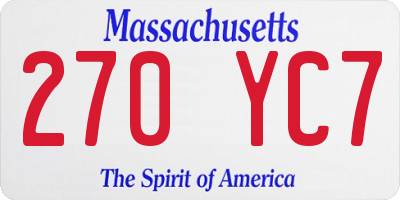 MA license plate 270YC7