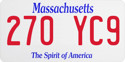 MA license plate 270YC9