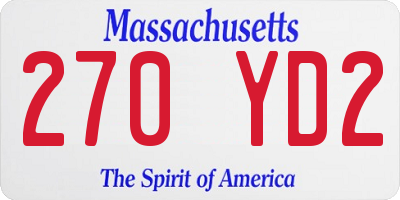 MA license plate 270YD2