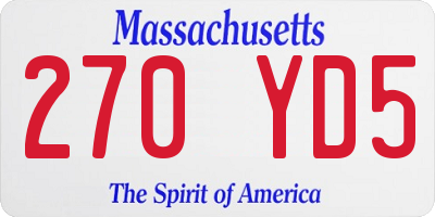 MA license plate 270YD5
