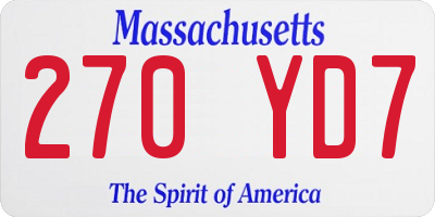 MA license plate 270YD7