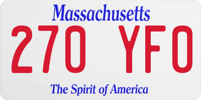 MA license plate 270YF0