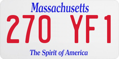 MA license plate 270YF1