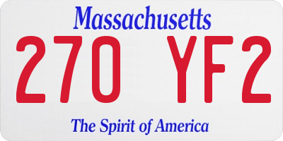 MA license plate 270YF2