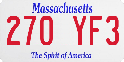 MA license plate 270YF3