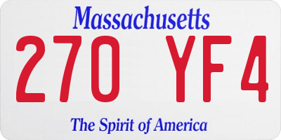 MA license plate 270YF4