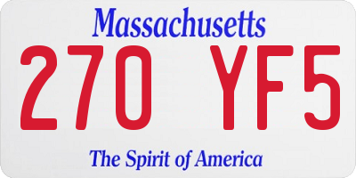 MA license plate 270YF5