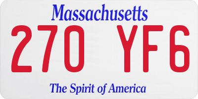 MA license plate 270YF6