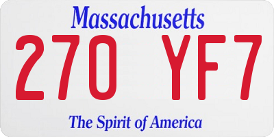 MA license plate 270YF7
