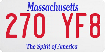 MA license plate 270YF8