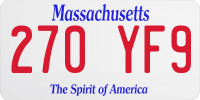 MA license plate 270YF9