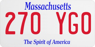 MA license plate 270YG0