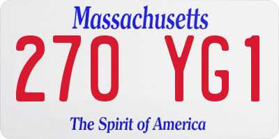 MA license plate 270YG1
