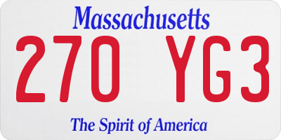 MA license plate 270YG3